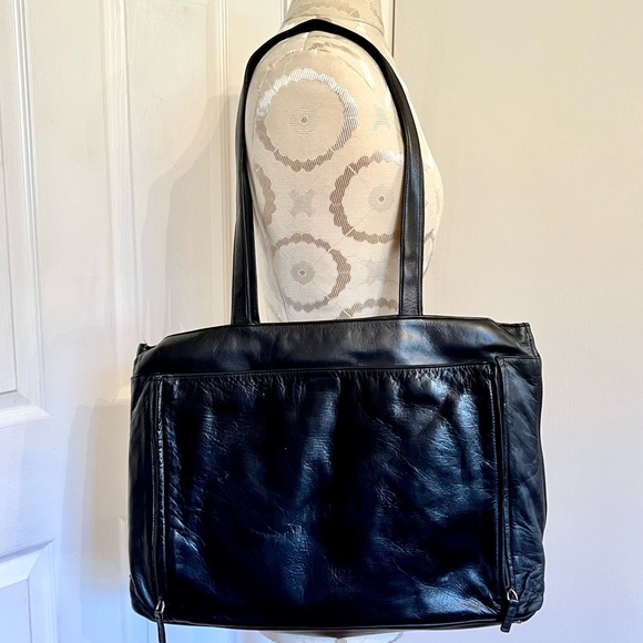 Perlina Bags Perlina New York Black Leather Shoulder Bagtote